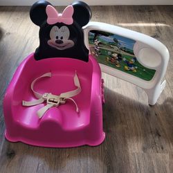 Booster/ Feeding Seat Minnie Mouse 3 Tray Position In Good Condition Used.