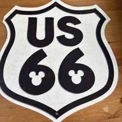 Authentic Disney Land Disneyland Cars Mickey US 66 Metal Sign Route 66 RARE!