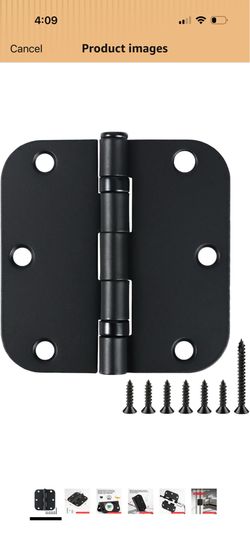 30 Pack Matte Black Ball Bearing Door Hinges, 3.5 Inch 5/8" Radius Quiet No Squeak Removable Pin Heavy Duty Steel Interior Hinges with Screws for Bedr