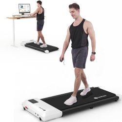 Walking Pad Treadmill Under Desk, 2 in 1 Walking Pad Portable Treadmill with 265lbs Capacity, Under Desk Treadmill for Home/Office in LED with Wheels