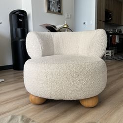 Crate & Barrel Ivory Boucle Lounge Chair