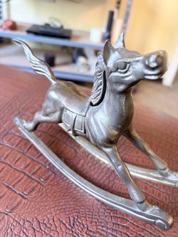Vintage Metal Rocking Horse Figurine