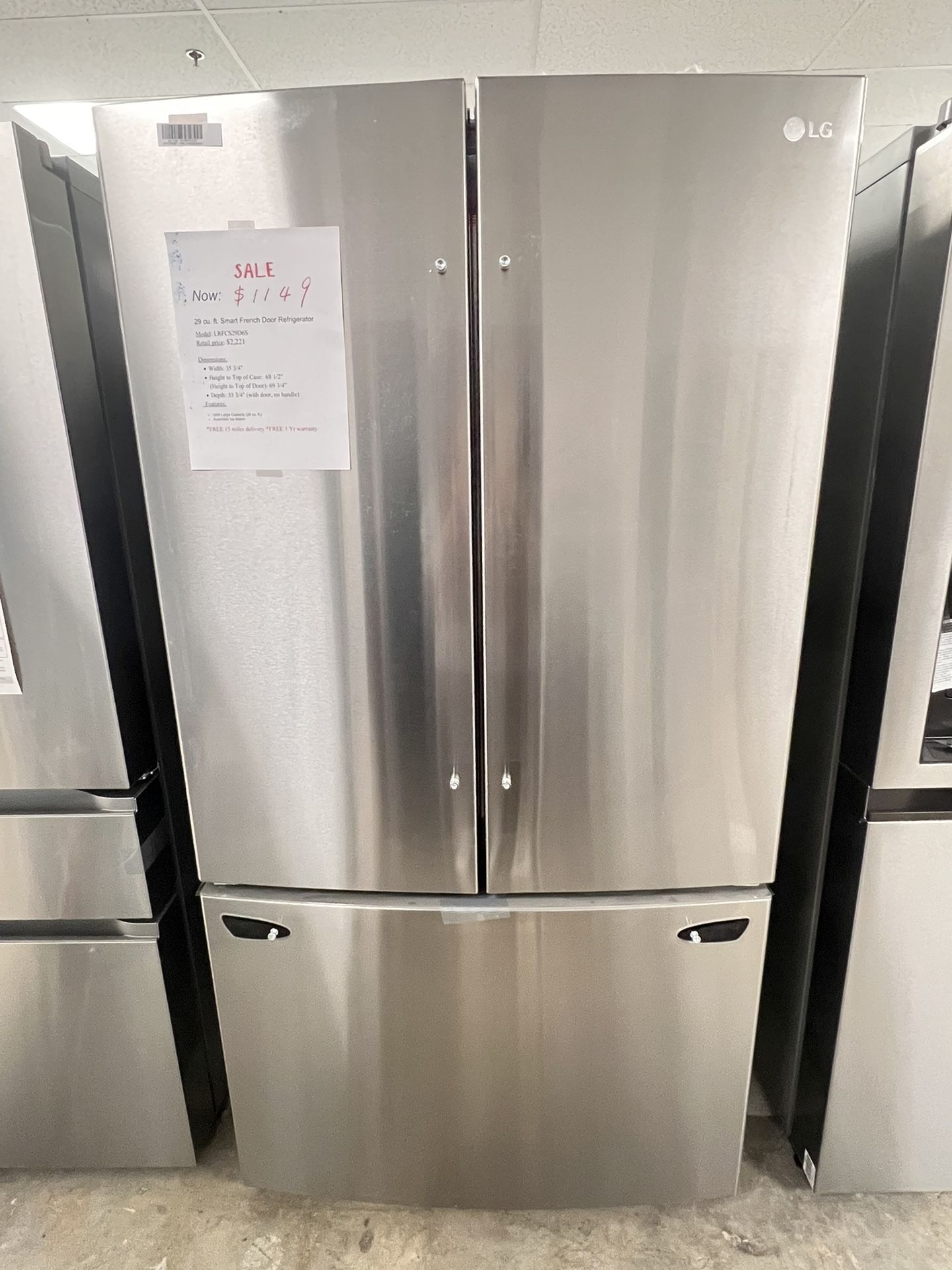 LG French Door Refrige With Internal ice Maker 