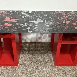 Glass Top Patterned Desk