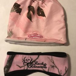 Women’s pink Camo Hat And Ear Cover