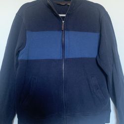 Men’s Tasso Elba navy blue cotton full zip sweater size M