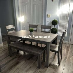 Dining Table With Four Matching Chairs And Bench 