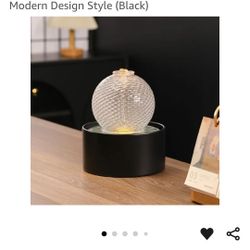 Indoor Water Feature Tabletop Ceramic Fountain Home Kitchen Office Decoration Modern Design Style (Black)
