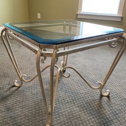 Metal And Glass End Table