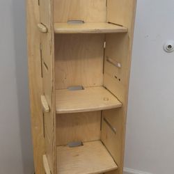 Scandinavian designer bookshelf with flat-pack, no nails construction