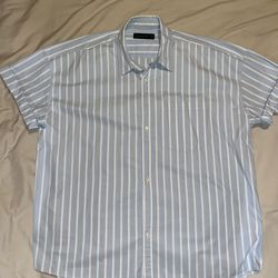 Men’s Pinstripe Button Up Short Sleeve Shirt XXL