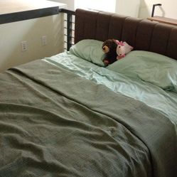 Queen Leather Bed (Forte Leather Bed by CB2)