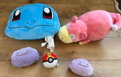 Pokémon Plush Collection - Squirtle, Slowpoke, Ditto, and More