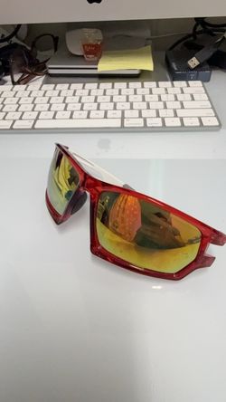 Red Wrap Around Sport Sunglasses - Mirrored Lens
