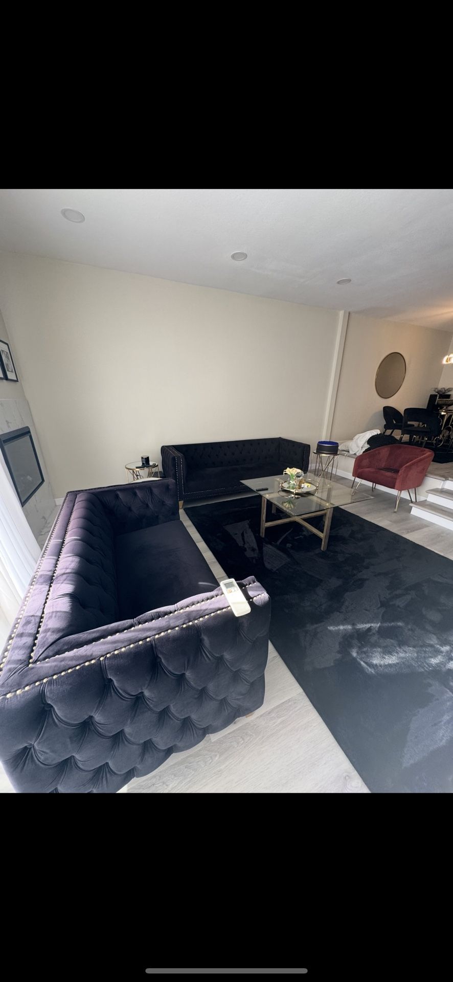 Modern Velvet Living Room Couch Set Of Two And One Coffee Table