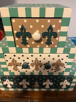 Decorative Wooden Box Set with Drawers