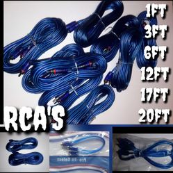New  RCA cables 20ft 17ft 12ft 6ft 3ft And 1ft  lengths available 