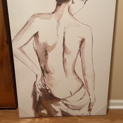 Lady with scarf Print with Wood frame