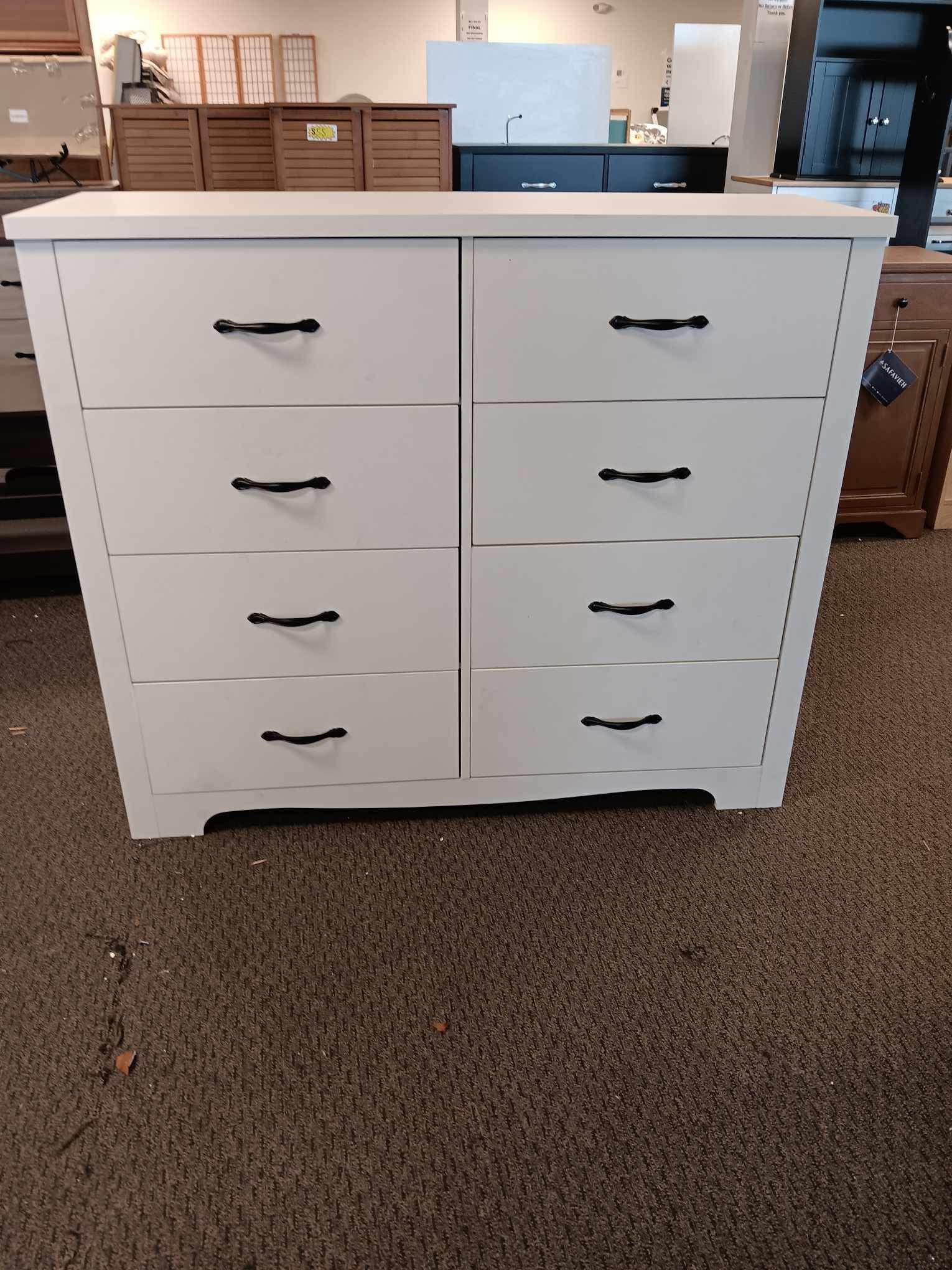 White 8-Drawer Dresser - Modern Bedroom Chest with Wide Drawers, Wood Storage Organizer for Bedroom or Living Room