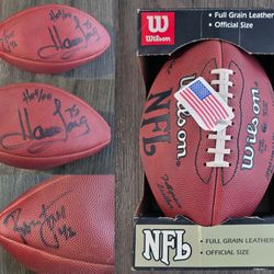 HOWIE LONG & RONNIE LOTT Signed Football Wilson Official Size Oakland Raiders