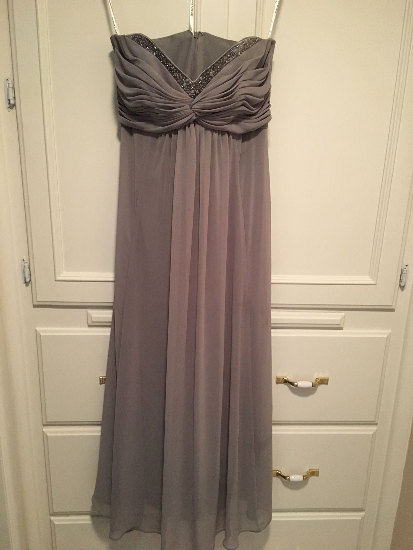 Teenager/woman’s lavender chiffon strapless dress/jeweled neckline size 4-6