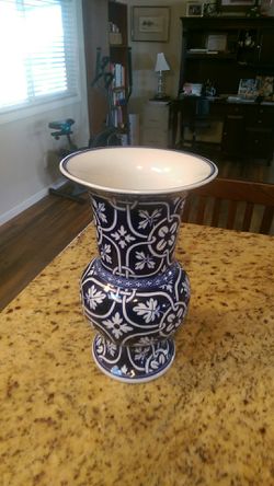 Royal blue and white vase , flower pot, ect