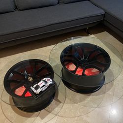 Porsche GT3 Cup & Lamborghini OEM Wheel Coffee Tables – Custom LED Racing Tables