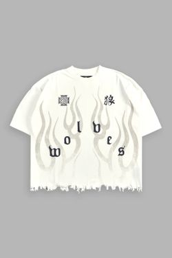 Darc sport WOLVES FLAME DESTROYED  "BOX CUT" TEE