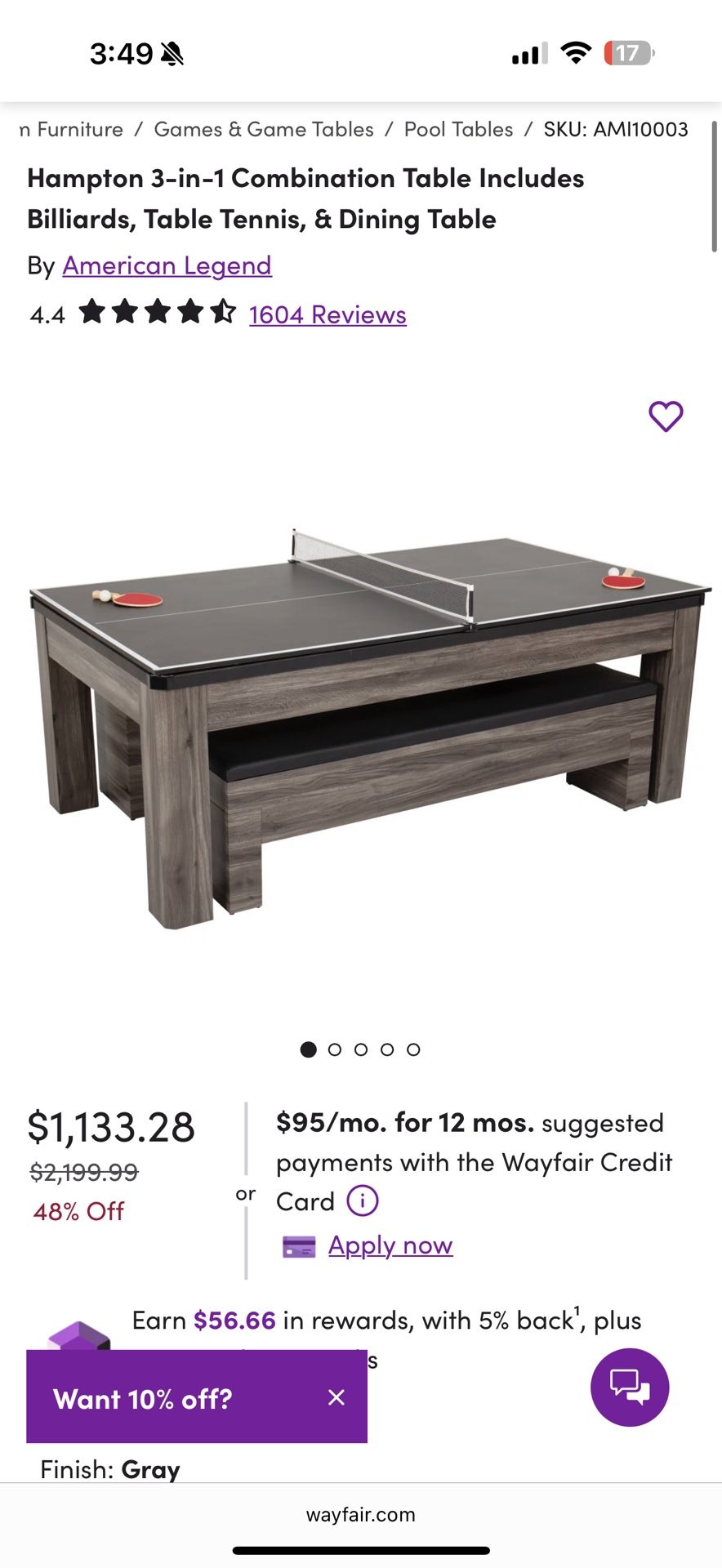 Dining Table Combination Game Set