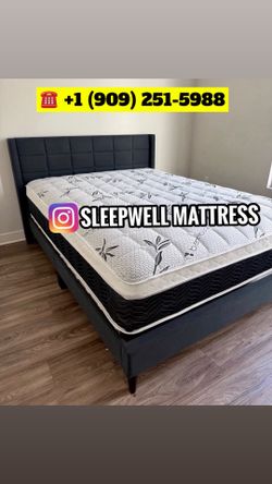 Queen size bed frame with pillow top mattress included
