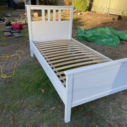 Nice IKEA White Wood  Twin  Bed Frame  ( Like New 