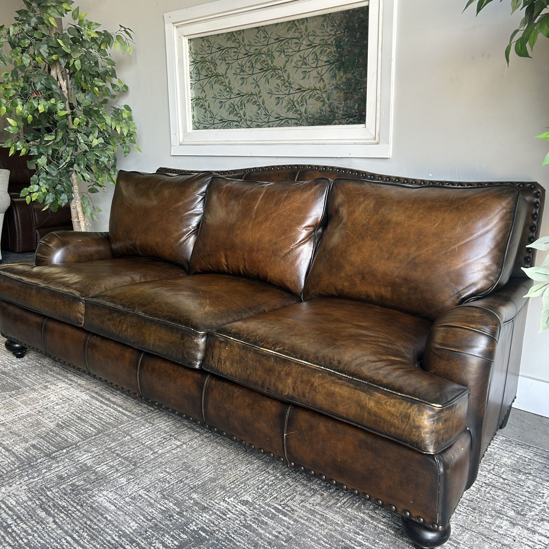 Brown Leather Couch - Free Delivery