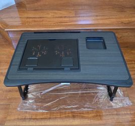 Portable Adjustable Laptop Desk Tray for Bed with Storage Drawer, Cup Holder