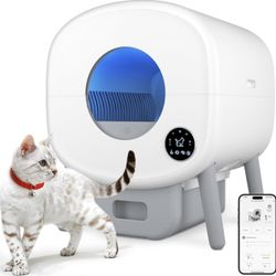 Cumrige Large Self-Cleaning Litter Box, App Control, Safety, 2 Bags, White/Grey