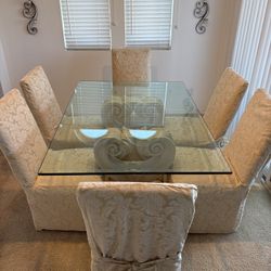 Glass Dining Table w/ 6 Chairs