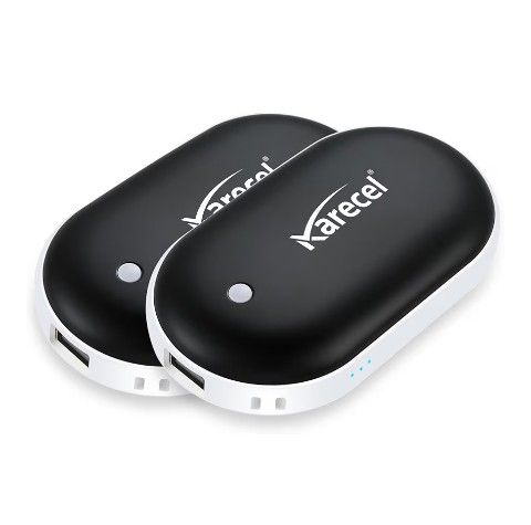 Hand Warmers Rechargeable 2 Pack, 10400mAh Double-Sided Heat Electric Handwarmers Powerbank, 4-inch Full-Surface Heat, Portable Camping Hand Warmers