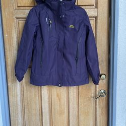 Outdoorsport Women’s Waterproof Hooded Softshell Jacket Purple Fleece Lined S