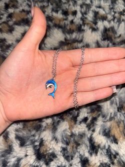 Blue Dolphin Pendant Necklace - Women Jewelry