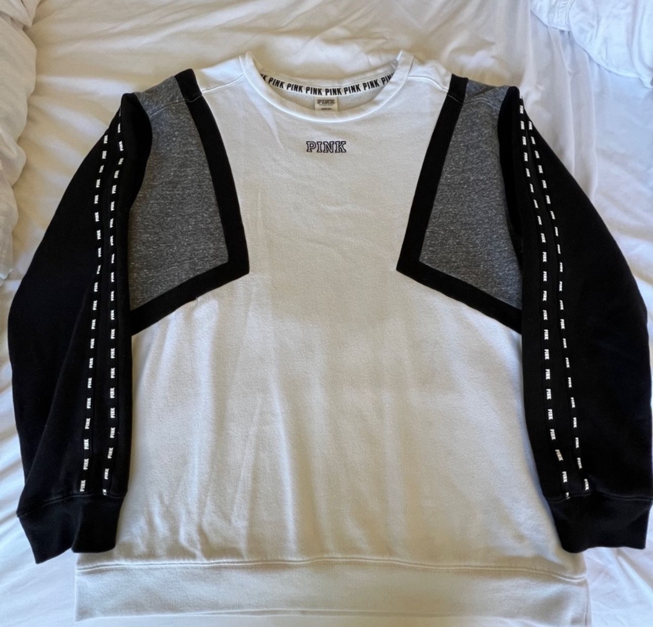 Pink Victoria's Secret Black White Sweatshirt Large