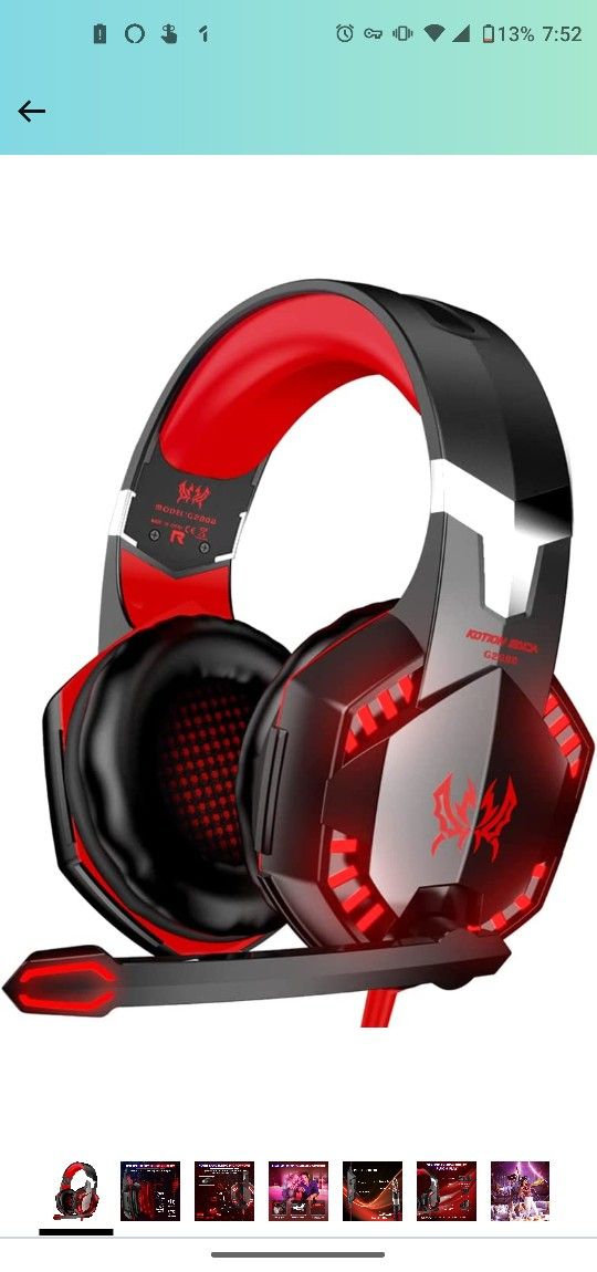 Red light Up Gamer Headphones With Microphone 