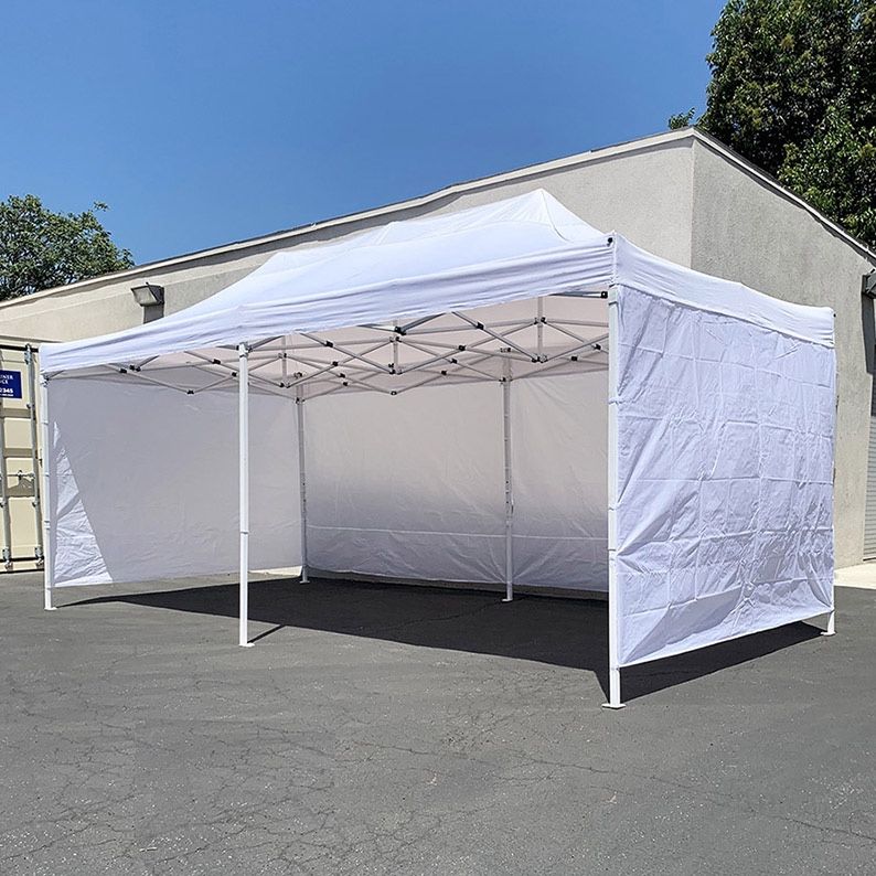(New in Box) $240 Heavy Duty 10x20 ft Canopy Ez Pop Up Tent with (4) Sidewalls, Color White or Blue 