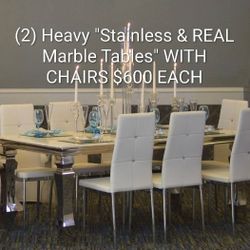 Beautiful Modern Real Marble Dining Table With Chairs