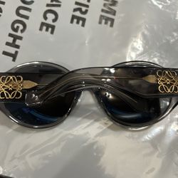 Loewe Sunglasses Large Grey Clear Gold Used Authentic