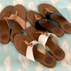 Lot Of 3 Pairs So Leather Thong Sandals Size 7.5 