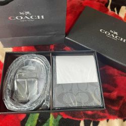 Men Coach Belt And Wallet 