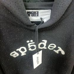 sp5der hoodie , black rhinestone 
