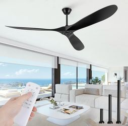 70 Inch Modern Black 3-Blade Ceiling Fan with Remote and Reversible DC Motor