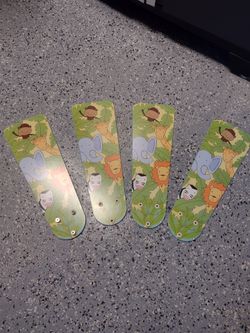 Reversible Fan Blades, 17 Inches Long. Great For Kids Room, Jungle Animals/Moon And Stars
