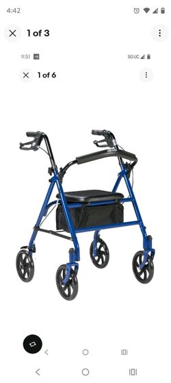 Drive Medical 4-Wheel Rollator Walker With Seat & Removable Back Support - Blue