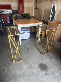 Wayfair Gold metal and fixed glass desk